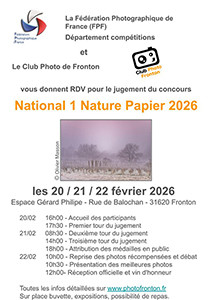 Photo club de Fronton - Jugement concours Papier Nature N1 - 20/21/22 février 2026